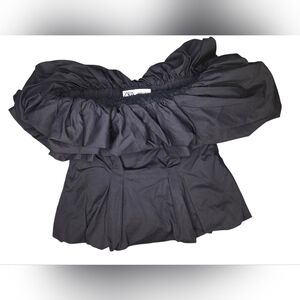 ZARA Sleeveless Black Ruffle Tube Top - X-Small